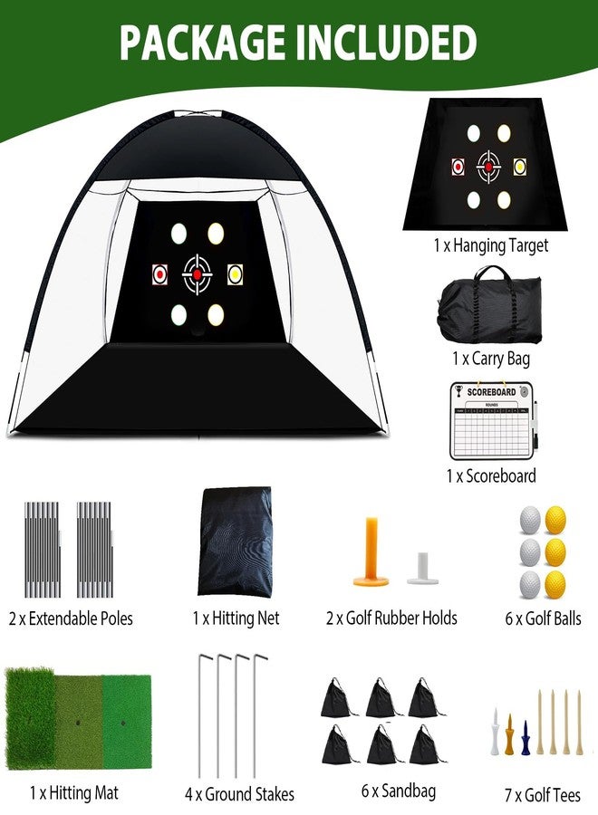 DABIGE Golf Net, 10x7 Ft Golf Practice Net with Tri-turf Golf Mat,Ball,Tee,Bag, All-in-One Mult-Target Golf Hitting Aid Net, Outdoor Golf Chipping Training Nets for Backyard Driving, Gift for Men/Golf Lovers - Image 2