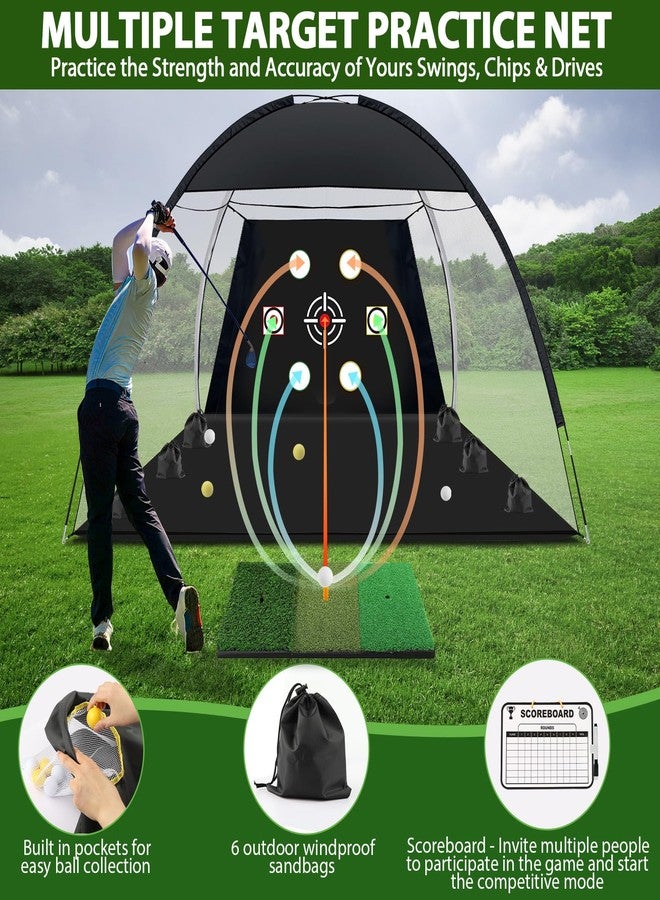 DABIGE Golf Net, 10x7 Ft Golf Practice Net with Tri-turf Golf Mat,Ball,Tee,Bag, All-in-One Mult-Target Golf Hitting Aid Net, Outdoor Golf Chipping Training Nets for Backyard Driving, Gift for Men/Golf Lovers - Image 3