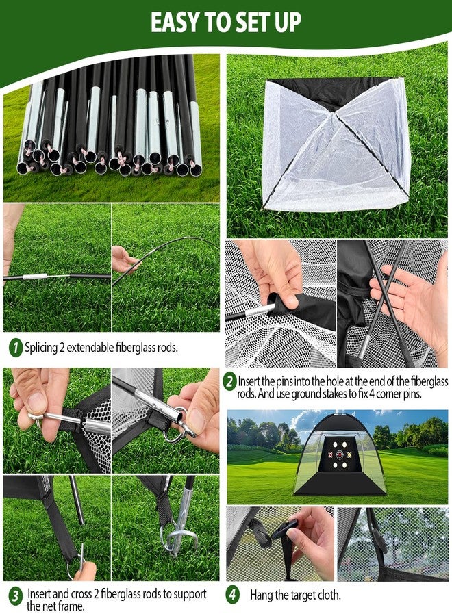 DABIGE Golf Net, 10x7 Ft Golf Practice Net with Tri-turf Golf Mat,Ball,Tee,Bag, All-in-One Mult-Target Golf Hitting Aid Net, Outdoor Golf Chipping Training Nets for Backyard Driving, Gift for Men/Golf Lovers - Image 5