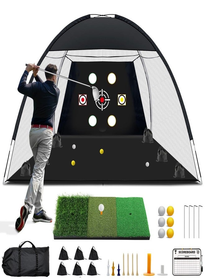 DABIGE Golf Net, 10x7 Ft Golf Practice Net with Tri-turf Golf Mat,Ball,Tee,Bag, All-in-One Mult-Target Golf Hitting Aid Net, Outdoor Golf Chipping Training Nets for Backyard Driving, Gift for Men/Golf Lovers - Image 1