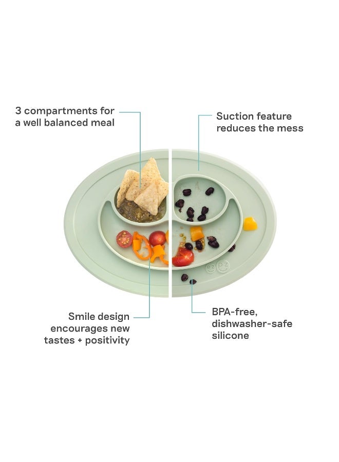 ezpz Mini Mat for 12 Months+ (Sage) - 100% Silicone Placemat + Plate with Suction for Infants + Toddlers - Supports Baby-Led Weaning - for Highchair, Dining Table and Travel - Image 2