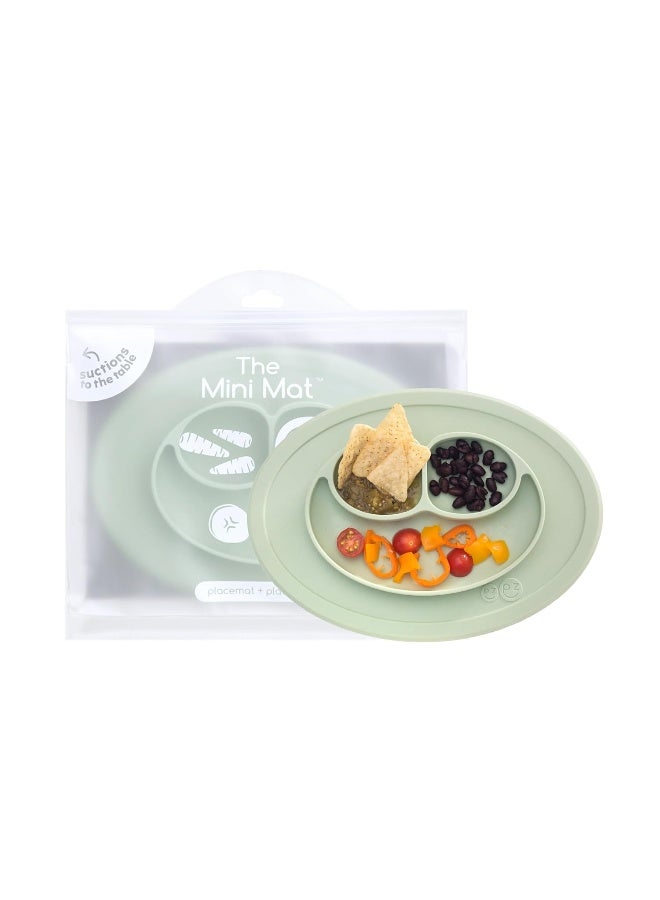 ezpz Mini Mat for 12 Months+ (Sage) - 100% Silicone Placemat + Plate with Suction for Infants + Toddlers - Supports Baby-Led Weaning - for Highchair, Dining Table and Travel - Image 1