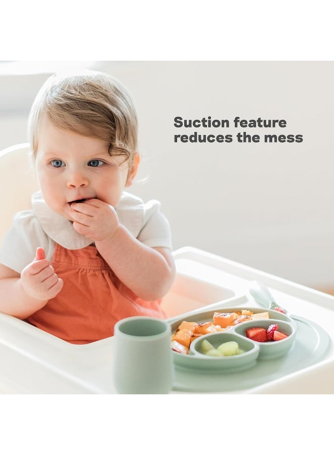 ezpz Mini Mat for 12 Months+ (Sage) - 100% Silicone Placemat + Plate with Suction for Infants + Toddlers - Supports Baby-Led Weaning - for Highchair, Dining Table and Travel - Image 5