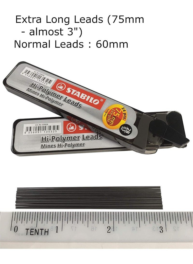 STABILO Stabilo Extra Long 05mm 2B Long HiPolymer Leads Fine Mechanical Pencil Lead Refills 8 Tubes 24 Leads Per Tube  Total 192 Leads  - Image 4
