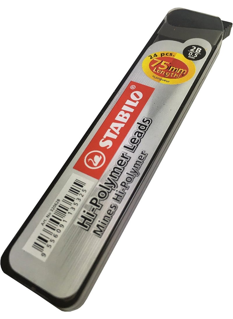 STABILO Stabilo Extra Long 05mm 2B Long HiPolymer Leads Fine Mechanical Pencil Lead Refills 8 Tubes 24 Leads Per Tube  Total 192 Leads  - Image 3