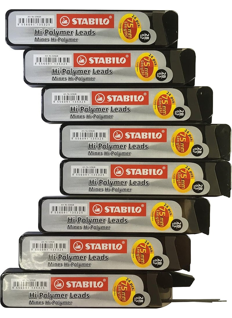 STABILO Stabilo Extra Long 05mm 2B Long HiPolymer Leads Fine Mechanical Pencil Lead Refills 8 Tubes 24 Leads Per Tube  Total 192 Leads  - Image 2