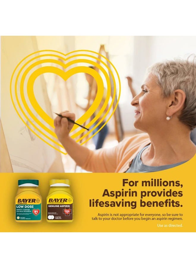 BAYER Aspirin 81mg Enteric Coated Tablets 300ct and 2 Count Travel Pack of Genuine Aspirin 325mg Coated Tablets - Image 3