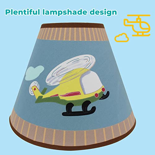 Fantasy Fields Kids Small Table Lamp, Truck Lamp, Car Lamp for Boys Room with Construction Truck Base & Helicopter Printed Shade, Transportation Themed - Image 3
