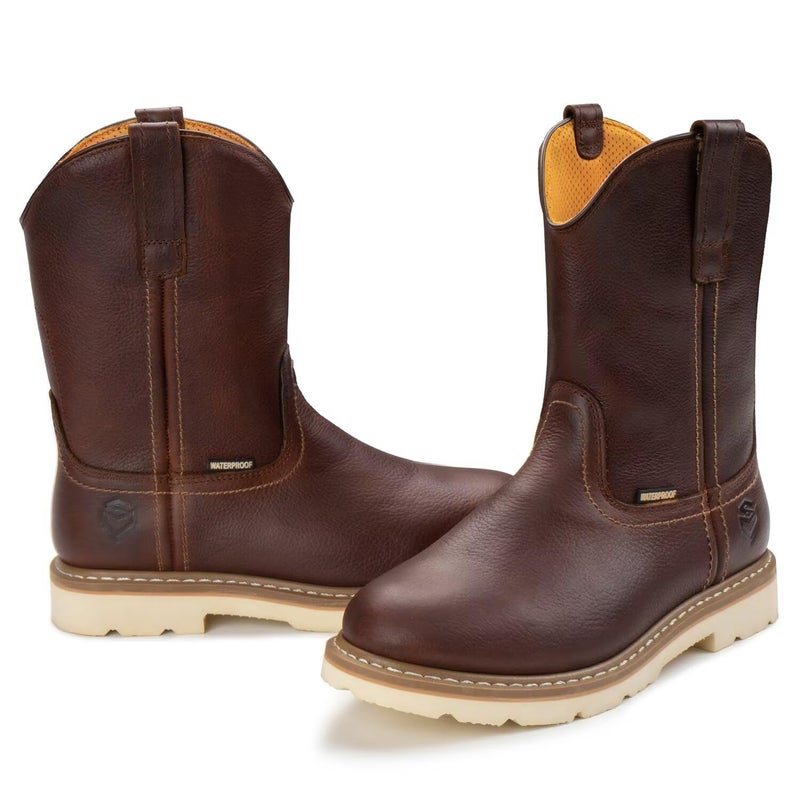 SUREWAY 10in Mens Soft/Steel Toe Waterproof Wellington Work Boot,Heavy Duty Pull On Leather Work Boots,GoodyearWelted,Full Grain Leather,Industrial Safety boot Classic Cowboy Boot,EH Rated - Image 4