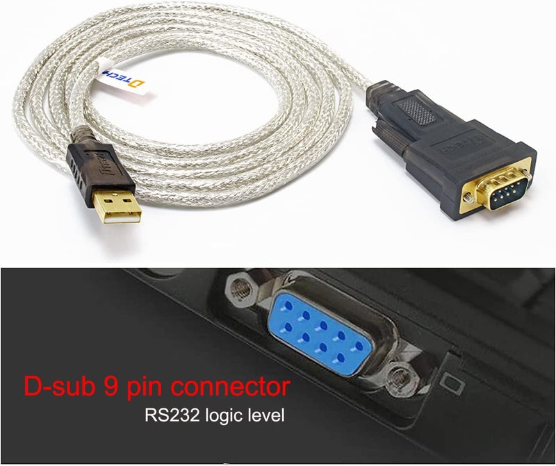 D-tech Serial Cable to USB Adapter DB9 Male RS232 Port Supports Windows 11 10 8 7 Mac (6 Feet, PL2303) - Image 3