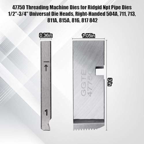 GGTE 47750 Threading Machine Dies for RIDGID Hs Hardened Steel Npt Pipe Dies 12 Universal Die Heads RightHanded - Image 3