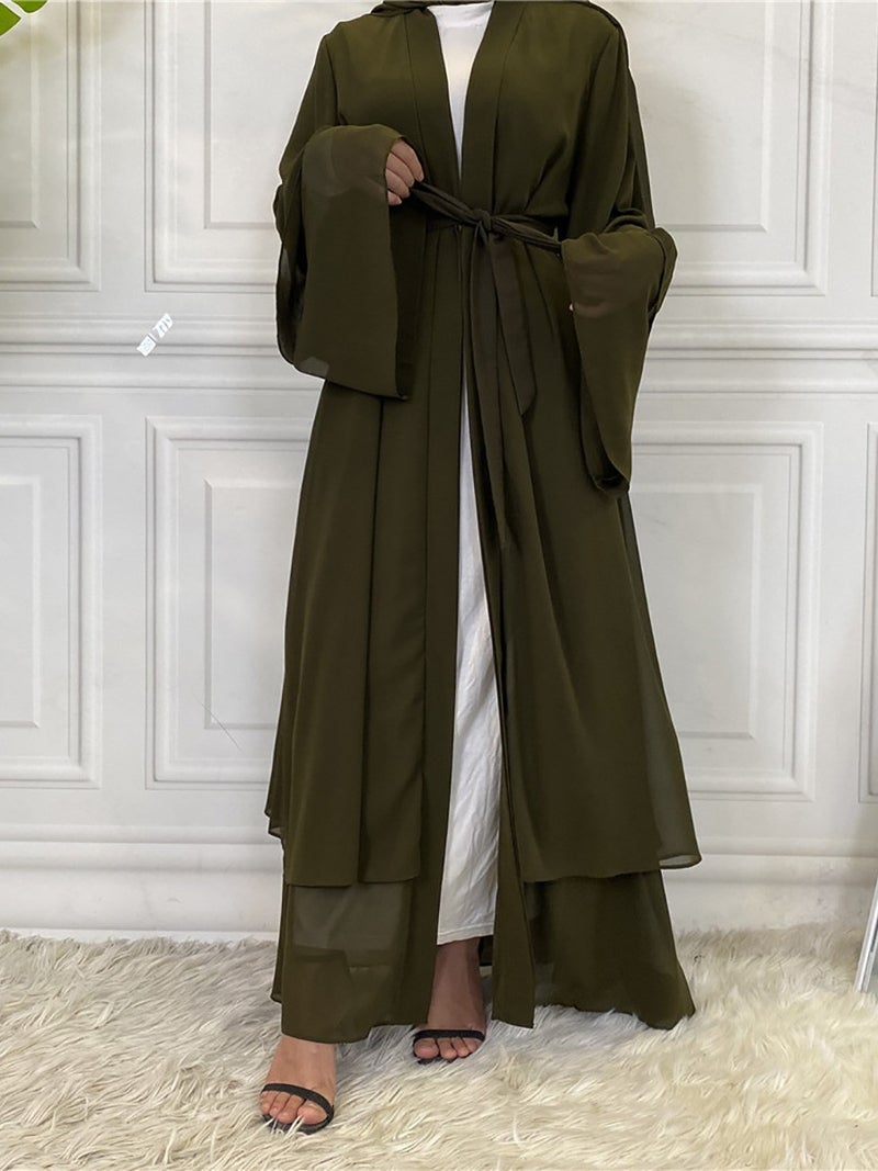 monica fashion Summer Simple Chiffon Cardigan Long-Sleeve Abaya - Image 2