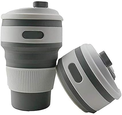 Fulkiza Silicone Collapsible Portable Tea Coffee Water Thermos Travel Mug Cup Gifts Heat Insulated for Hot and Cold Foldable Cup with Lid 350ML - Image 1