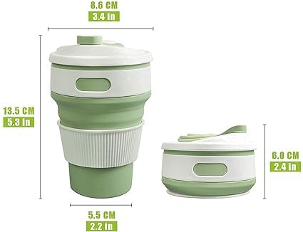 Fulkiza Silicone Collapsible Portable Tea Coffee Water Thermos Travel Mug Cup Gifts Heat Insulated for Hot and Cold Foldable Cup with Lid 350ML - Image 3