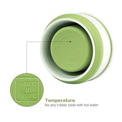 Fulkiza Silicone Collapsible Portable Tea Coffee Water Thermos Travel Mug Cup Gifts Heat Insulated for Hot and Cold Foldable Cup with Lid 350ML - Image 5