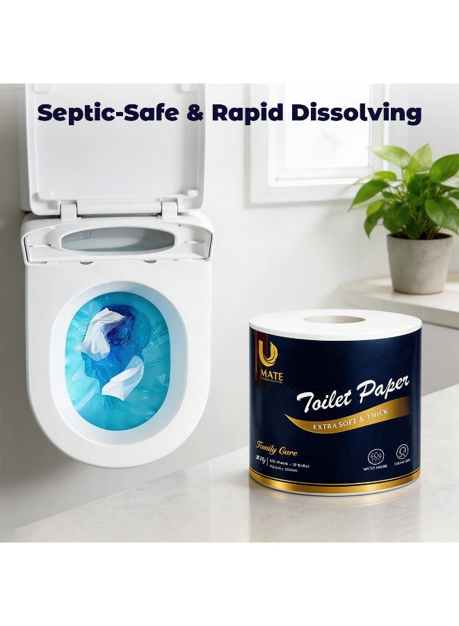 Toilet Paper 48 Rolls (4 Packs of 12)  2-Ply Soft u0026 Thick, Septic-Safe, Rapid Dissolving Toilet Paper for Bathroom, RV, Camping 100x100mm 400 Sheets per Roll Tissue - Image 4