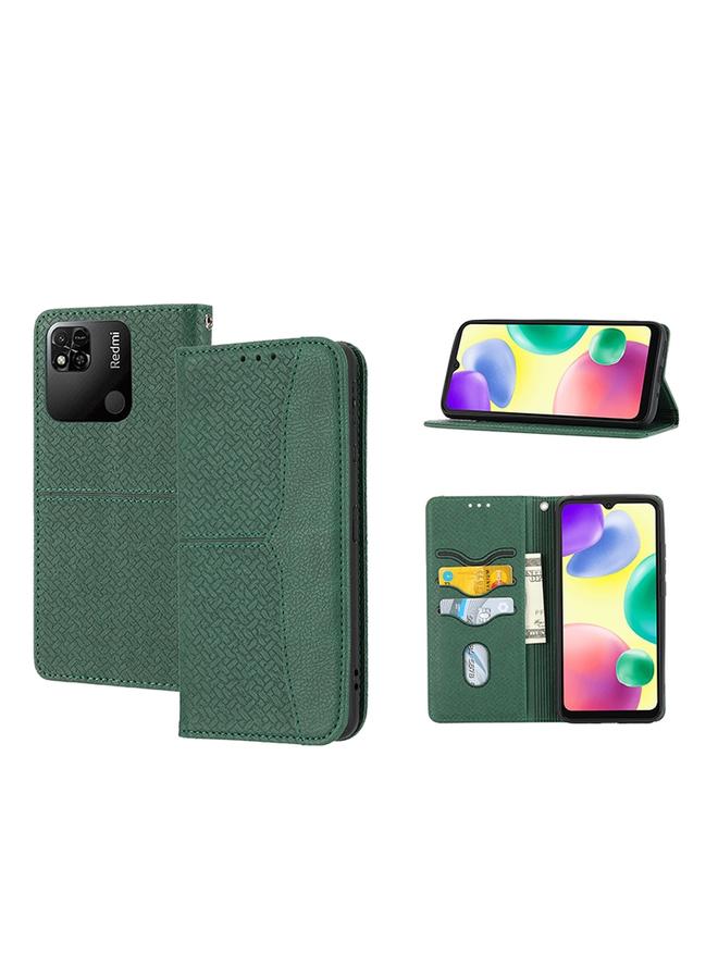 The Bros Case For Xiaomi Redmi 10A Woven Texture Stitching Magnetic PU Leather Phone Case