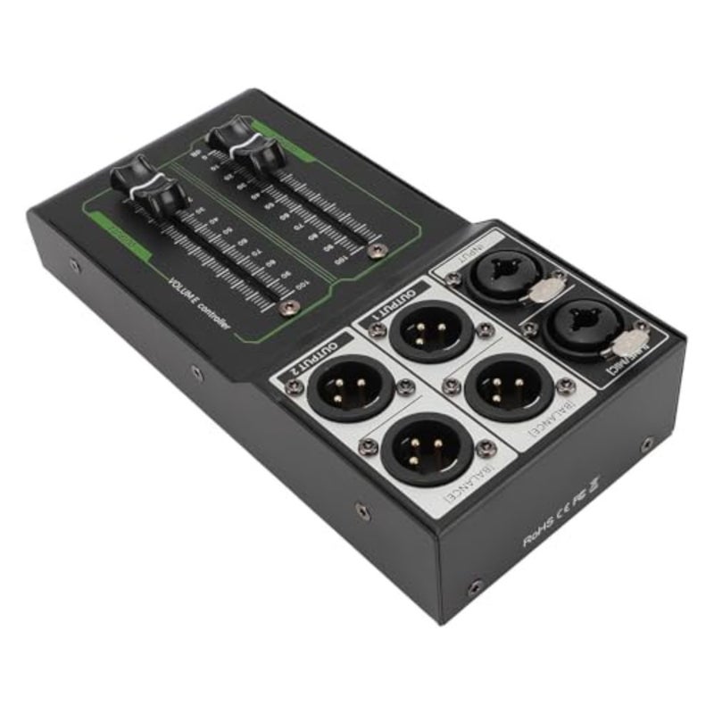 Passive Volume Controller, Metal Lossless 1 in 2 Out, Accurate Stereo Volume Controller for Studio and Home Sound System, Equipped with 4 Anti Skid Pads, Easy Volume Adjustments - Image 4