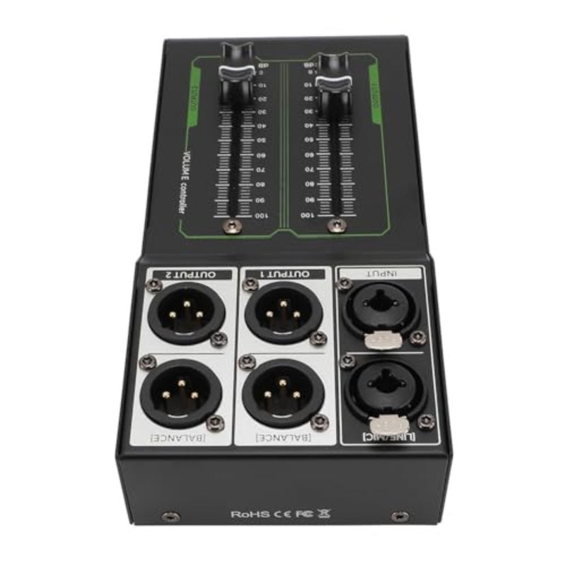 Passive Volume Controller, Metal Lossless 1 in 2 Out, Accurate Stereo Volume Controller for Studio and Home Sound System, Equipped with 4 Anti Skid Pads, Easy Volume Adjustments - Image 2