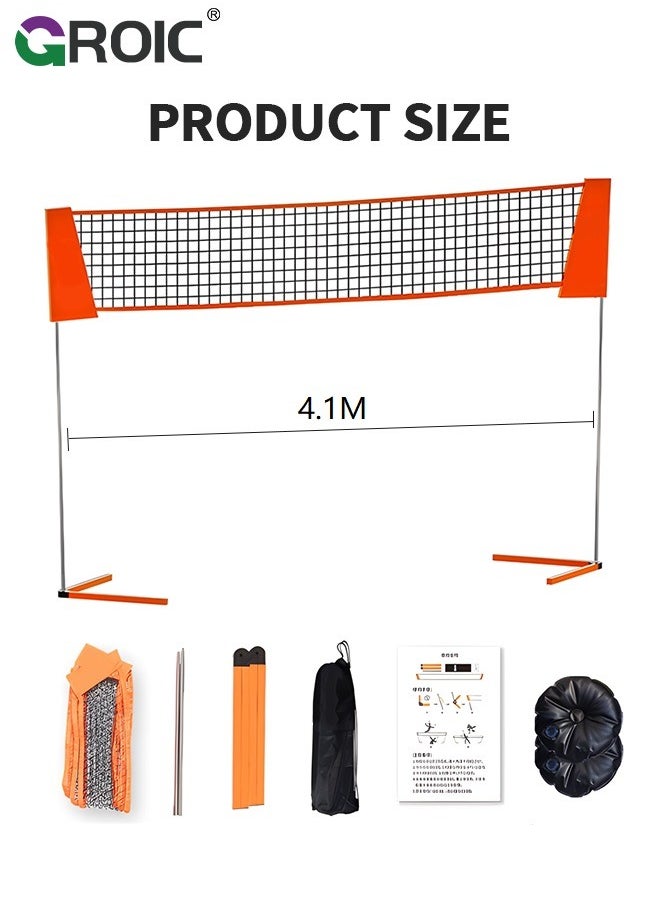 GROIC - 13.5*5.3 FT Badminton Net Portable Badminton Tennis Net, Adjustable Height Pickleball Net Volleyball Net with Carrying Bag for Backyard, Beach Badminton Net, Practice for Outdoor Backyard Beach - Image 1