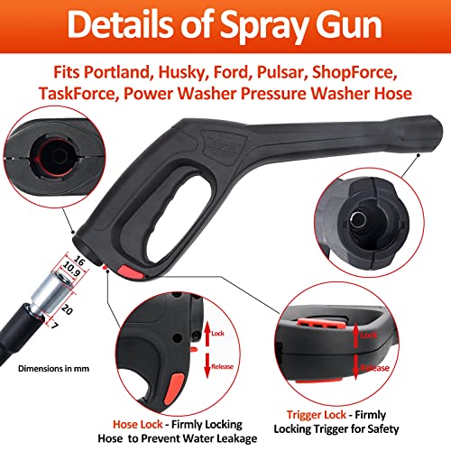 Bear Force Replacement Pressure Washer Spray Gun with Turbo Nozzle & 5 Spray Nozzle Tips, Compatible with Portland Husky Ford Pulsar ShopForce Taskforce Powerwasher - Image 2