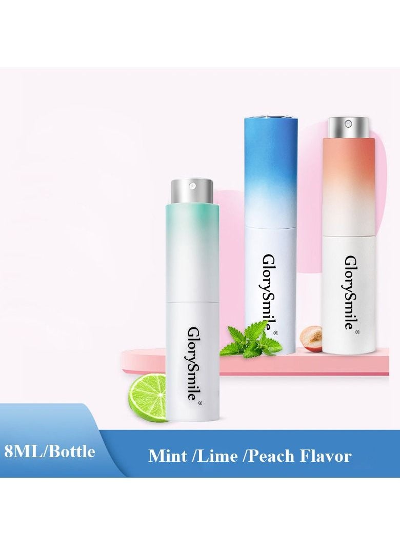 بخاخ فموي متعدد التأثيرات بخاخ صغير محمول معطر للفم يدوم طويلاً لإزالة رائحة الفم الكريهة بخاخ معطر للفم بنكهة الليمون 8 مل.