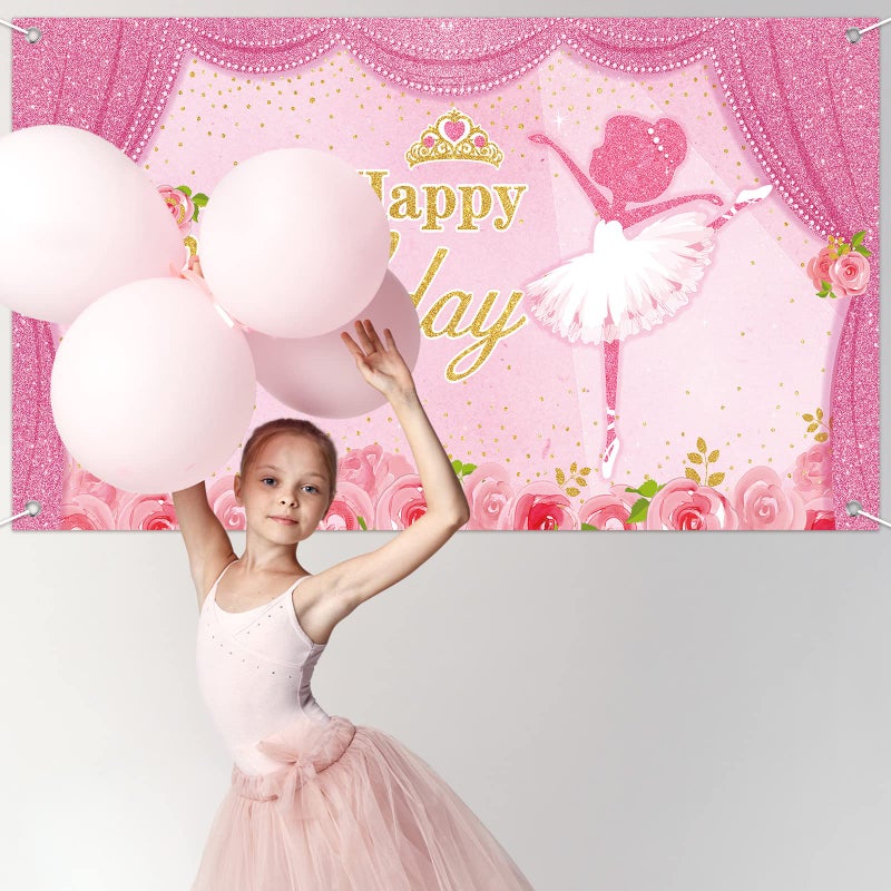 Tatuo Ballerina Birthday Party Decorations 5 x 3 ft Cute Ballet Photography Backdrops for Girls Birthday Baby Shower Dance Ballerina Party Supplies Decorations - Image 5
