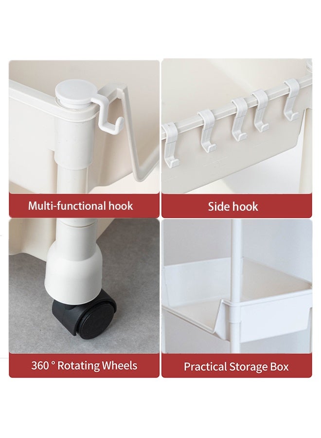 بوفان رف كتب متحرك من 4 طبقات مع عربة تخزين بعجلات، رف كتب متحرك، رف تخزين متعدد الاستخدامات للمطبخ والحمام والمكتب الدراسي - Image 3