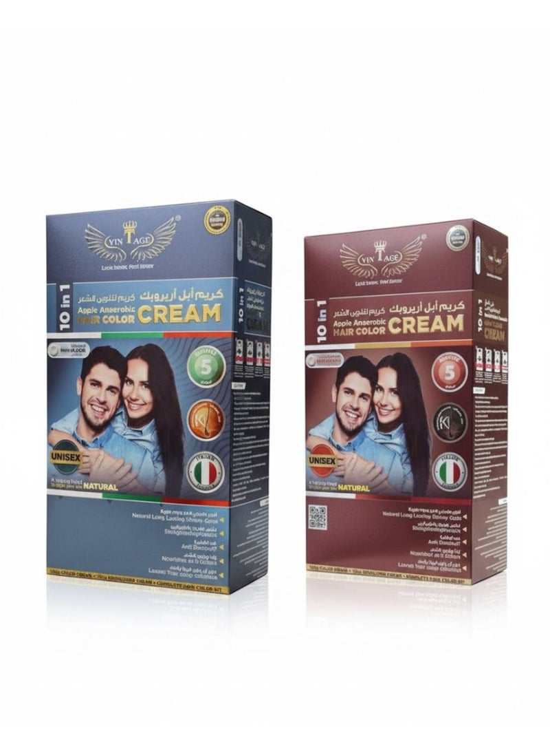 Vintage 10-in-1 Hair Colour Cream: Natural Black & Dark Brown - Nourishment & Shine in 5 Minutes - Image 1