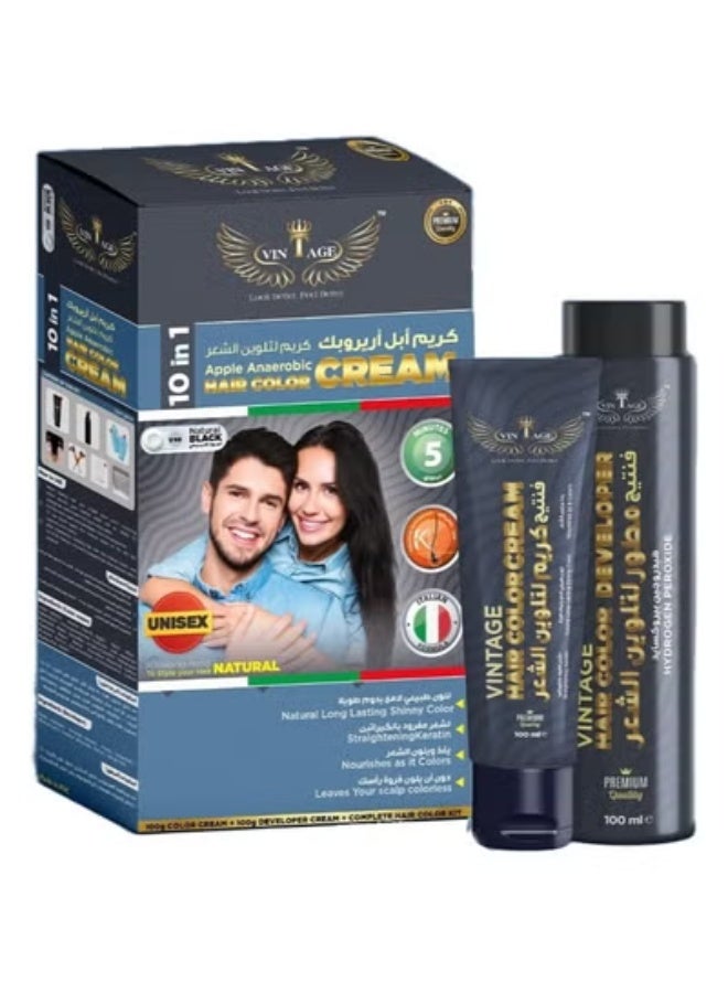 Vintage 10-in-1 Hair Colour Cream: Natural Black & Dark Brown - Nourishment & Shine in 5 Minutes - Image 2