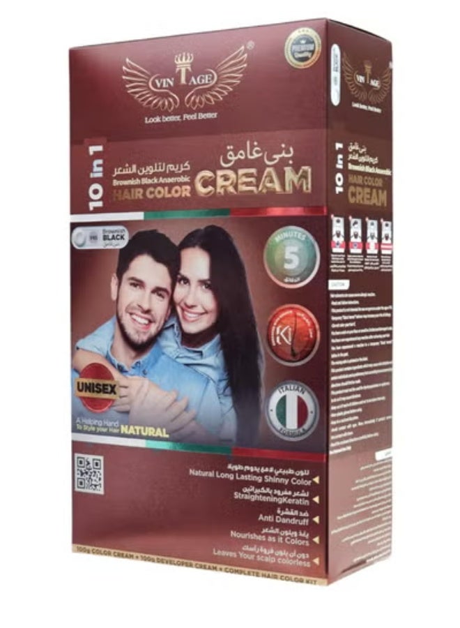 Vintage 10-in-1 Hair Colour Cream: Natural Black & Dark Brown - Nourishment & Shine in 5 Minutes - Image 3
