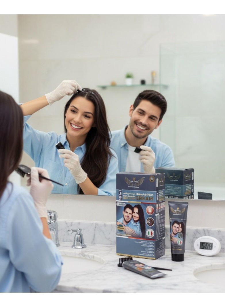 Vintage 10-in-1 Hair Colour Cream: Natural Black & Dark Brown - Nourishment & Shine in 5 Minutes - Image 4