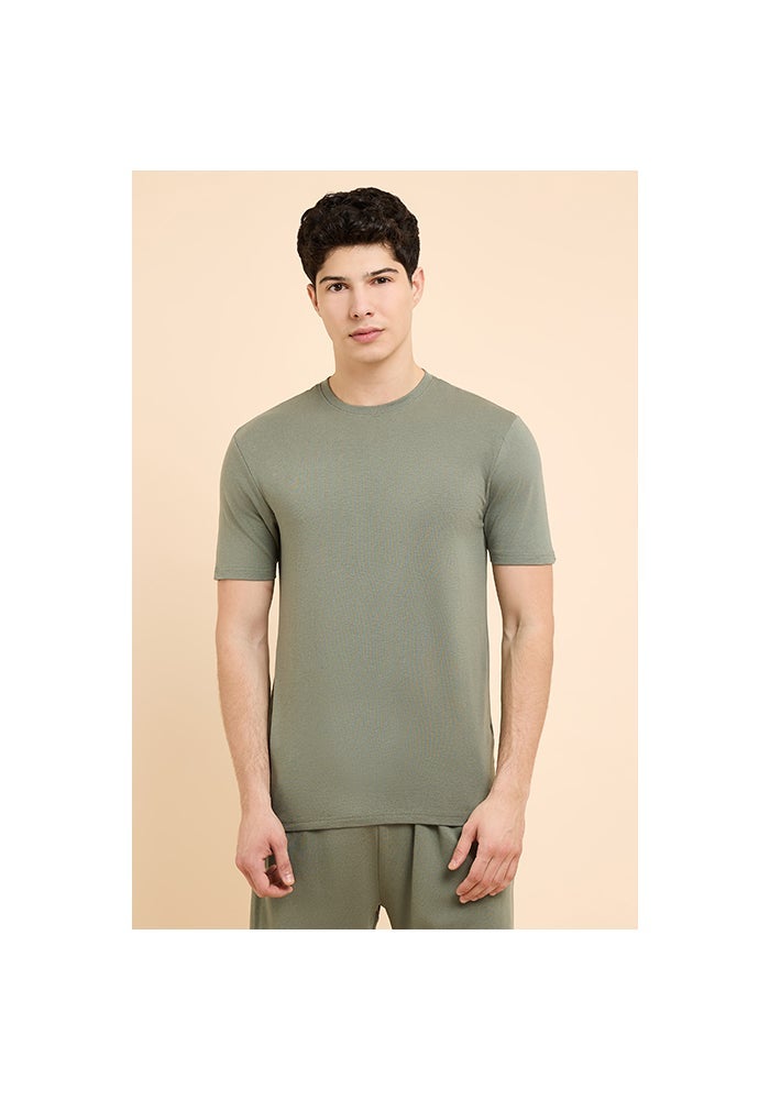 R&B Solid Sleep T-Shirt with Crew Neck and Short Sleeves - Image 1