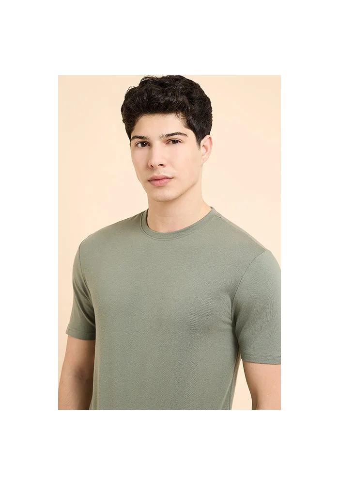 R&b  Solid Sleep T-Shirt with Crew Neck and Short Sleeves for Men | Best Price UAE