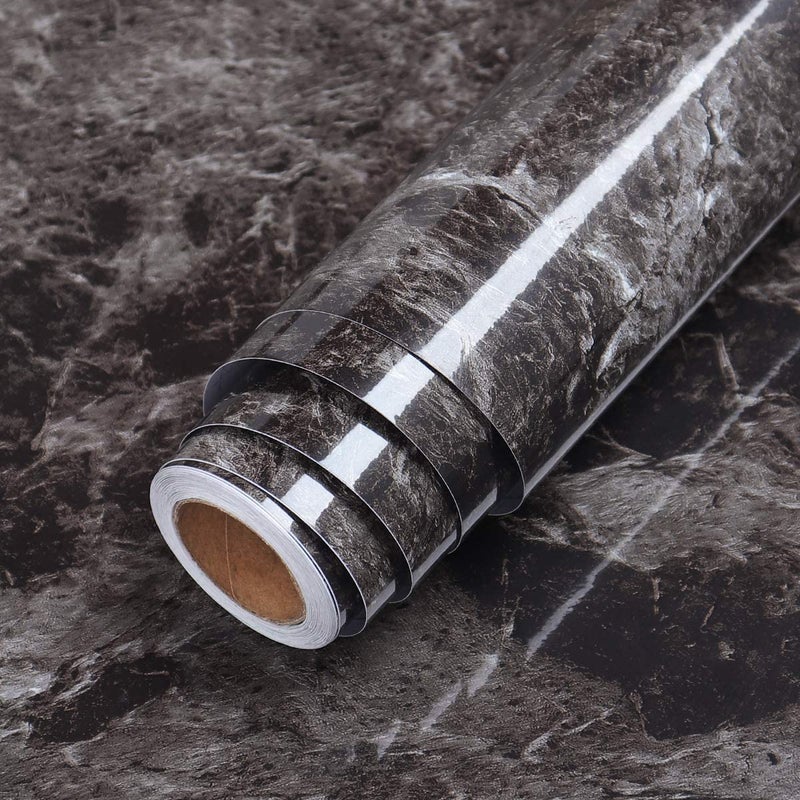 Elton Vinyl Self Adhesive High Gloss Brown Marble Wallpaper, 16 x 96 Inch - Image 5