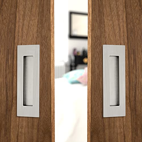 Malimali 6 Inch Recessed Finger Flush Pulls for Pocket and Sliding Barn Doors, Brushed Stainless Steel Rectangular Door Pulls Hardware(2 Pack) - Image 4