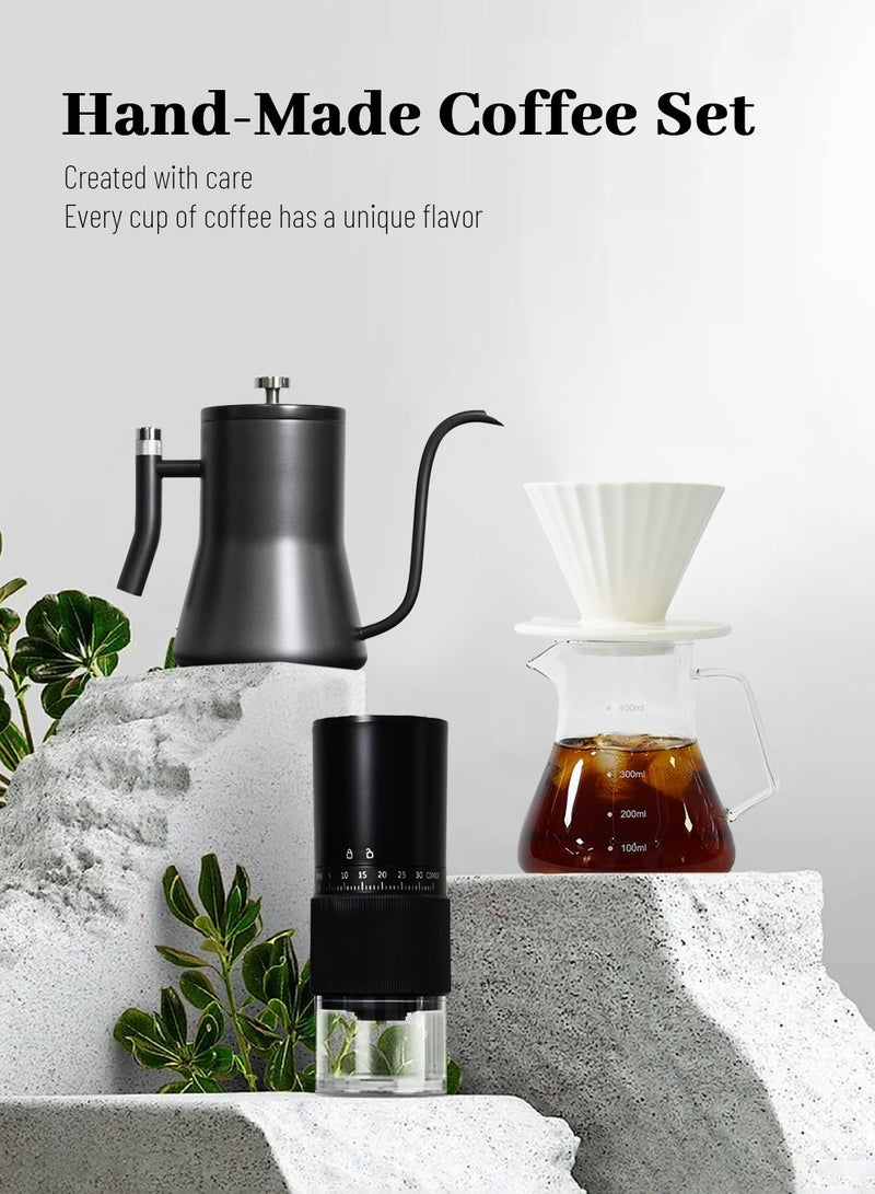 EqiEch V60 Pour Over Coffee Set,10-Piece Electric Coffee Grinder Drip Coffee Maker Set,Hand Brewing Coffee Accessories Kit,ALL In 1 Portable Travel Bag - Image 3