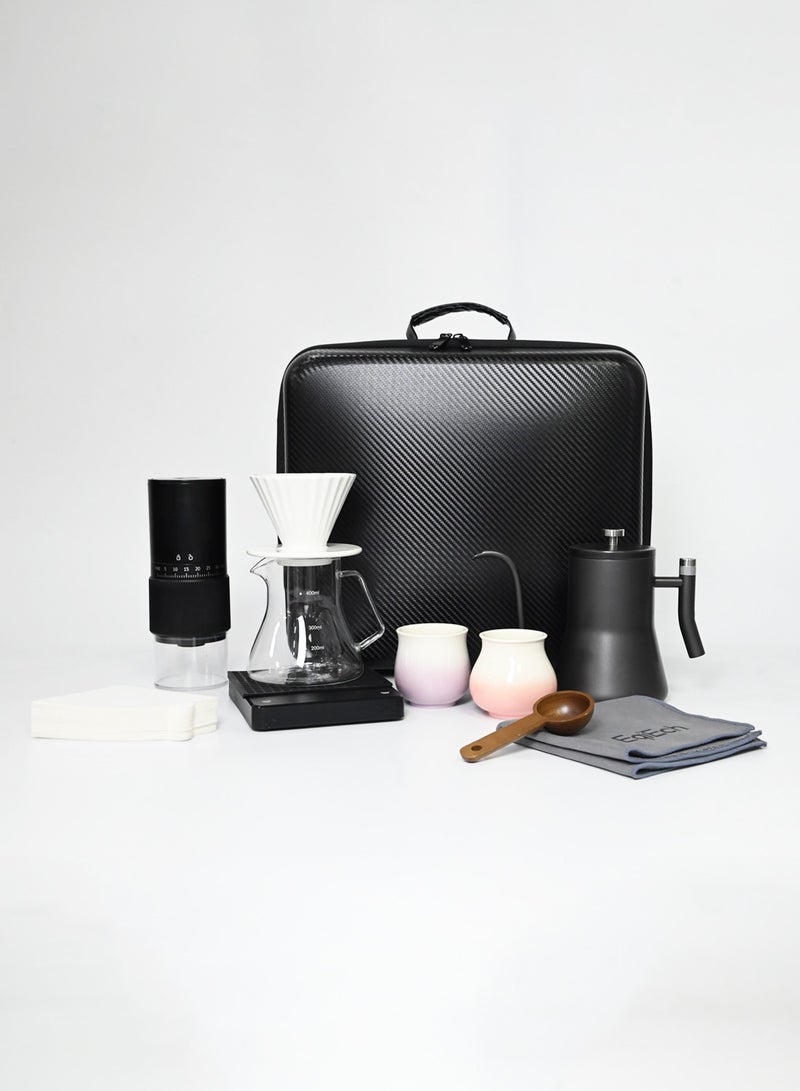 EqiEch V60 Pour Over Coffee Set,10-Piece Electric Coffee Grinder Drip Coffee Maker Set,Hand Brewing Coffee Accessories Kit,ALL In 1 Portable Travel Bag - Image 2