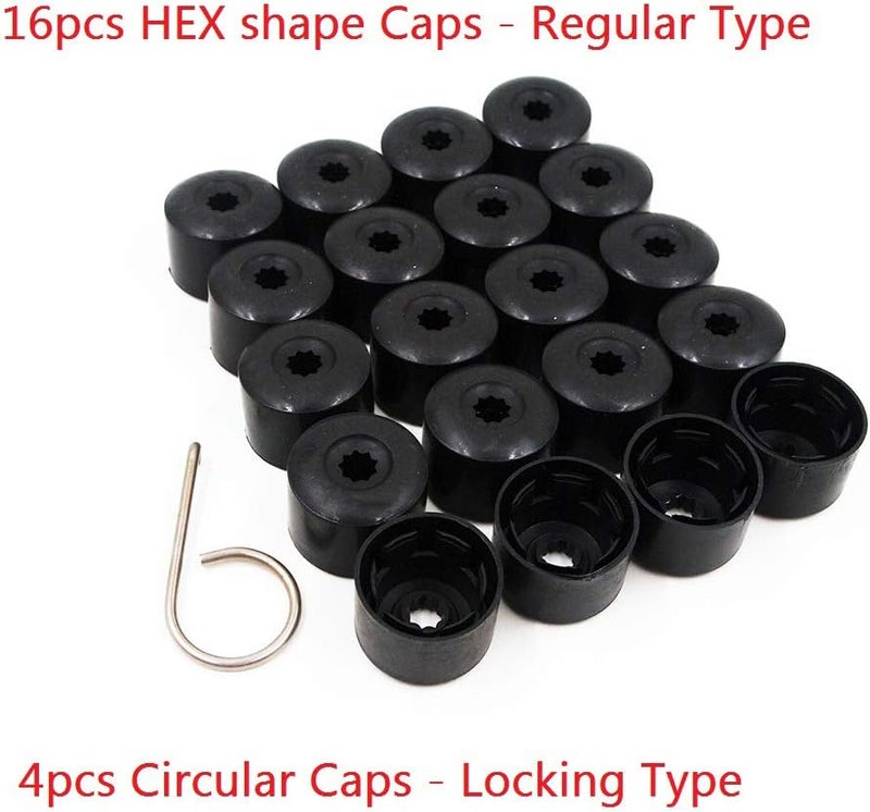 Zreneyfex Wheel Lug Nut Bolt Cover Caps Replacement Set for VW Jetta, Passat, Golf - 20 Caps with Dismantle Tool - Image 3