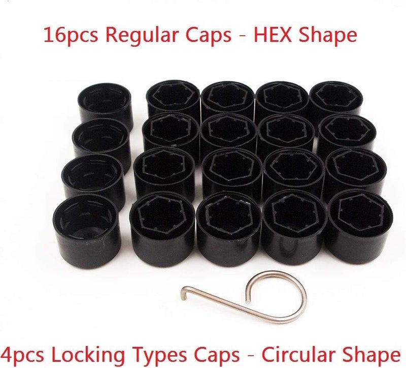 Zreneyfex Wheel Lug Nut Bolt Cover Caps Replacement Set for VW Jetta, Passat, Golf - 20 Caps with Dismantle Tool - Image 2