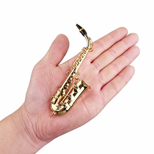 Dselvgvu Miniature Saxophone with Stand and Case Brass Mini Musical Instrument Replica Collectible Figurines Dollhouse Accessories Model Home Decorations Ornaments Alto Saxophone 524x276x089 - Image 5