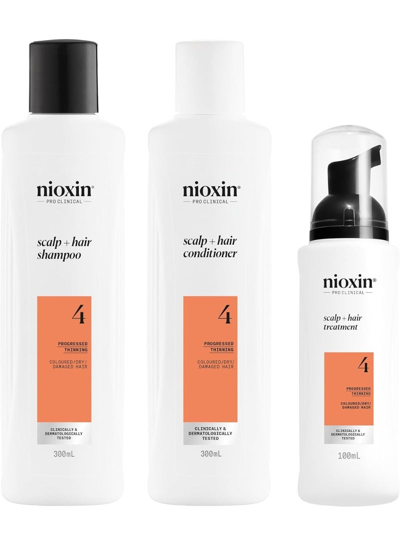 Nioxin System 4,For Thicker, Fuller Hair, Hair thickening treatment For Colored, Damaged Hair with Progressed Thinning, Loyalty Kit large size, Hydrating Shampoo, Conditioner, Hair-thickening serum - Image 1