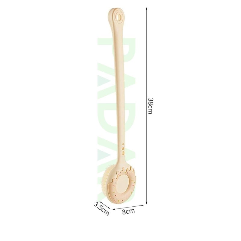 PADAR Dry Back Scrubber for Bath – with Curved Plastic Long Handle Clear Shower Brush Dry Skin Hygienic Exfoliating Cellulite Bath & Shower Brush – Gentle Body Wash Brush & Massage Scrubber for Men & Women (Doughnut Bath Brush) - Image 4