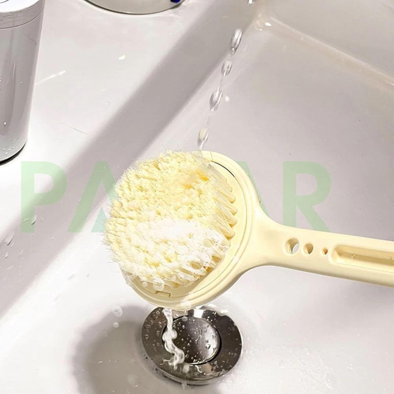 PADAR Dry Back Scrubber for Bath – with Curved Plastic Long Handle Clear Shower Brush Dry Skin Hygienic Exfoliating Cellulite Bath & Shower Brush – Gentle Body Wash Brush & Massage Scrubber for Men & Women (Doughnut Bath Brush) - Image 5
