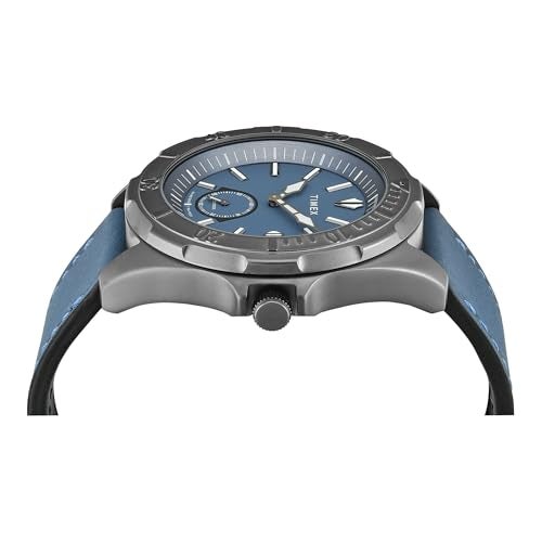 TIMEX ساعة تيمكس التناظرية للرجال مع قرص دائري أزرق وحزام جلدي أزرق مقاوم للماء - TWEG30201 - Image 5
