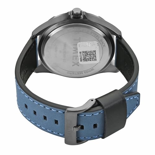 TIMEX ساعة تيمكس التناظرية للرجال مع قرص دائري أزرق وحزام جلدي أزرق مقاوم للماء - TWEG30201 - Image 4