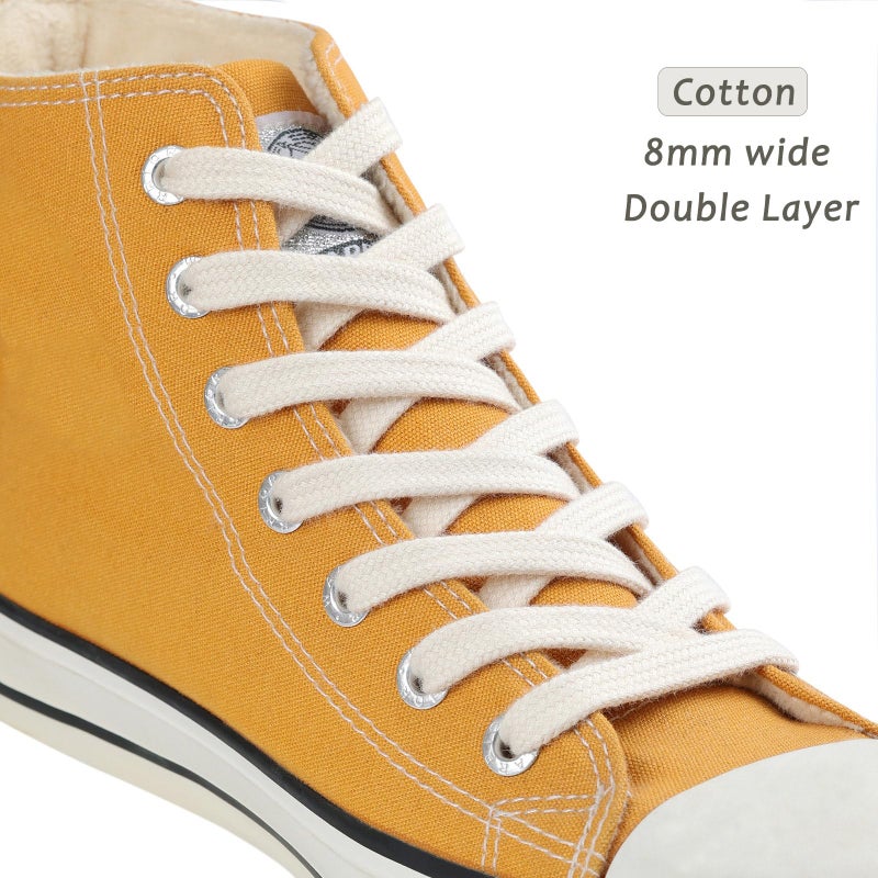 Handshop رباط أحذية رياضي مسطح عريض من هاندشوب 5/16" (زوجين) - رباط أحذية بديل للأحذية الرياضية والأحذية العادية بيج 55 بوصة (140 سم) - Image 2