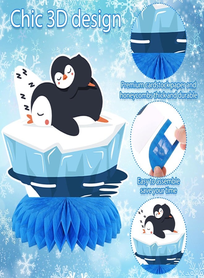 MiniInflat 12 Pcs Penguin Birthday Party Decoration Arctic Animals Honeycomb Centerpieces Winter Polar Bear Table Topper for Baby Baptism Birthday Party Decorations(Penguin) - Image 4