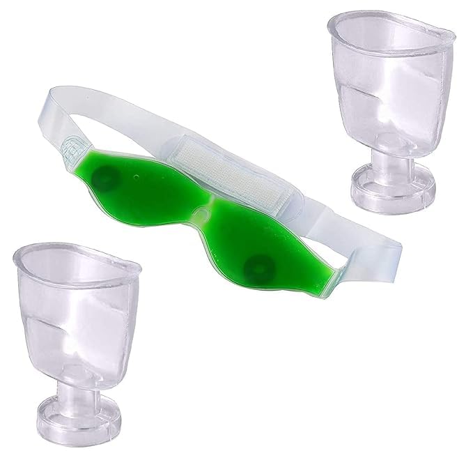 Generic Acupressure New Eyes Wash Cup 2Pc With Aloe Vera Cool Gel Eye Mask Kit - Image 1
