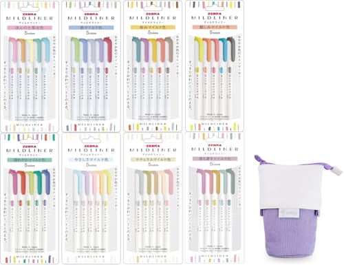 QULLITY Double-Ended Creative Highlighter set of 40 colors original pen pouch (Purple) - Image 1